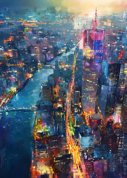 Vibrant Cityscape at Night