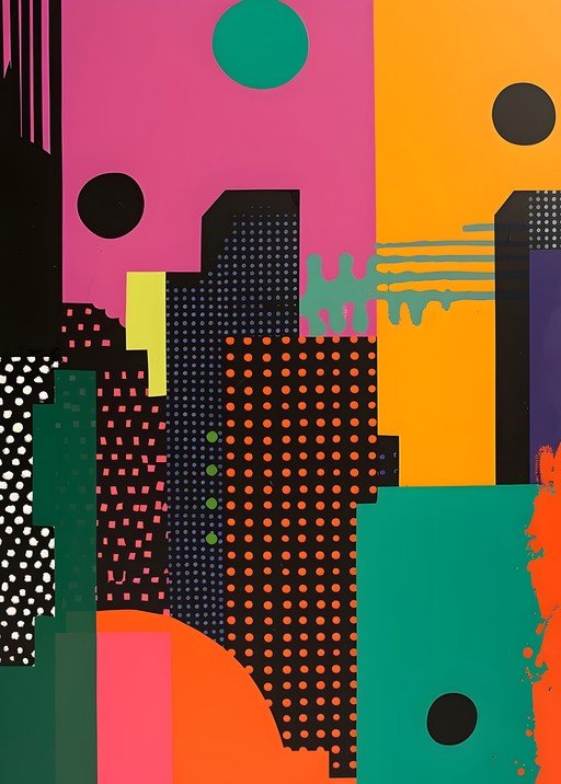 Abstract Geometric Composition with Bold Colors