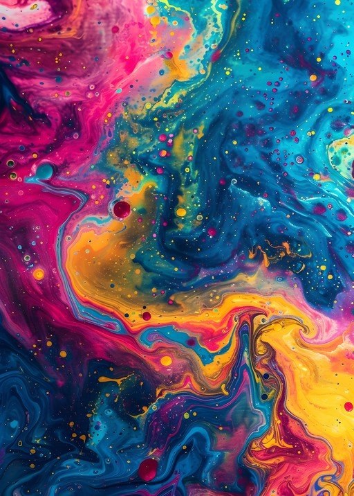 Vibrant Abstract Fluid Art with Swirling Colors