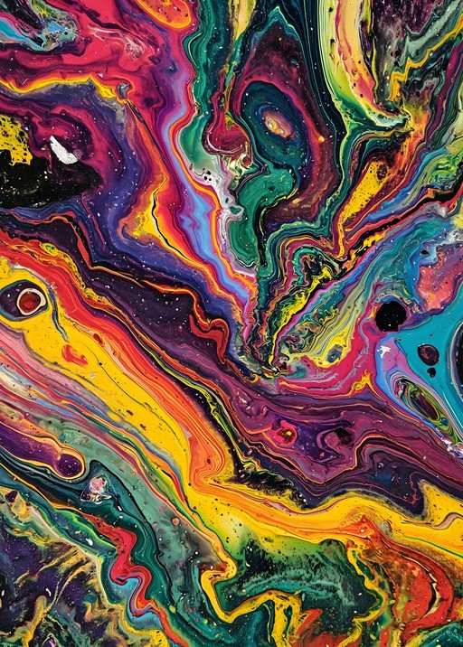 Vibrant Abstract Fluid Art with Swirling Colors