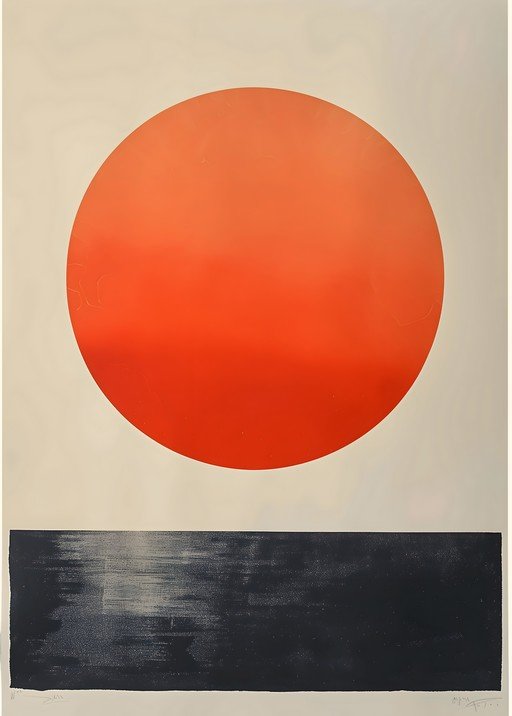 Abstract Red Circle and Black Rectangle