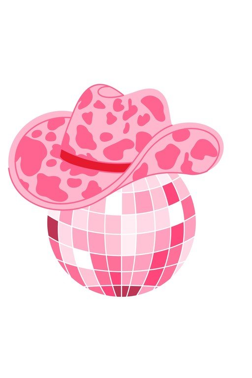 Pink Cow Print Cowboy Hat on Disco Ball