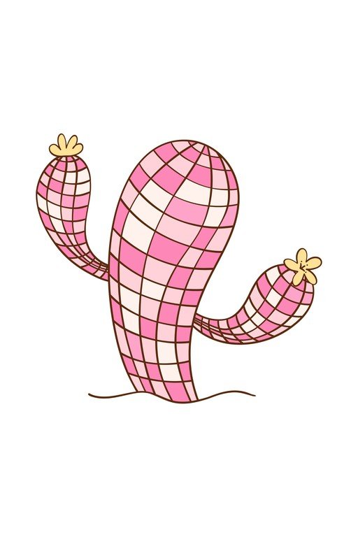 Pink Plaid Cactus Illustration