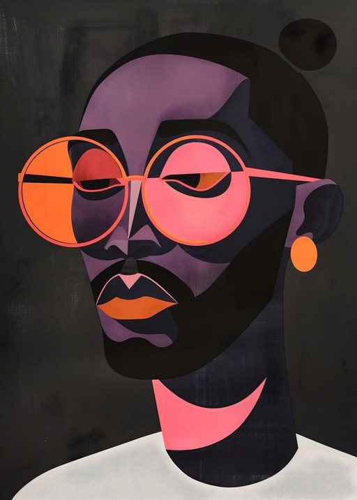 Abstract Portrait of a Person with Bold Glasses