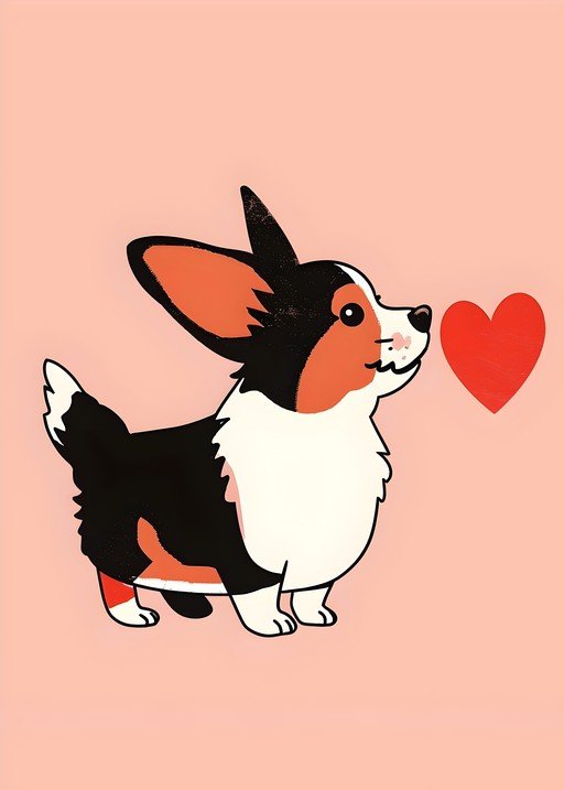 Cute Corgi Dog with Heart Illustration