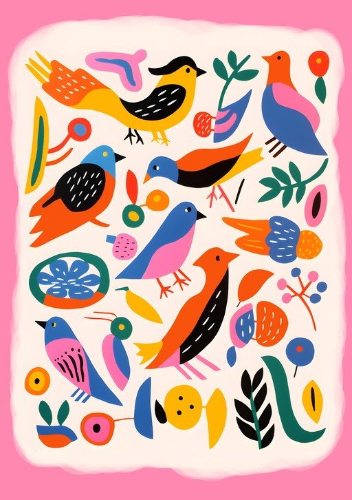 Whimsical Bird and Nature Illustration