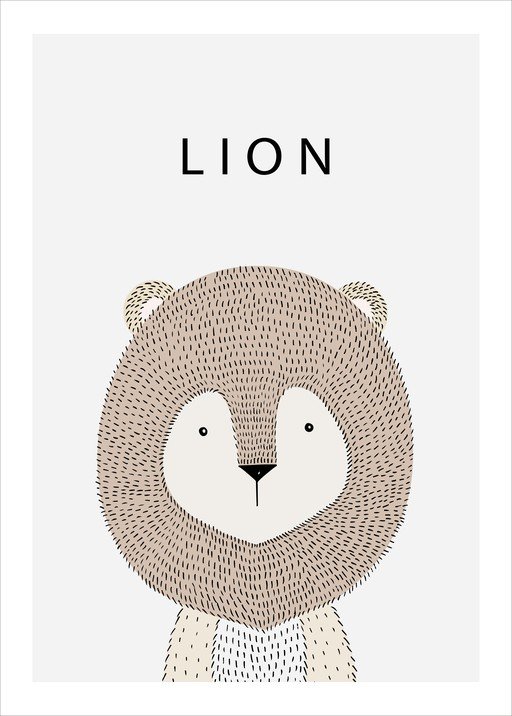 Cute Cartoon Lion Illustration with Text