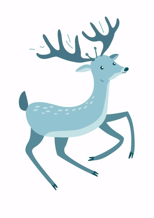 Whimsical Blue Deer Illustration