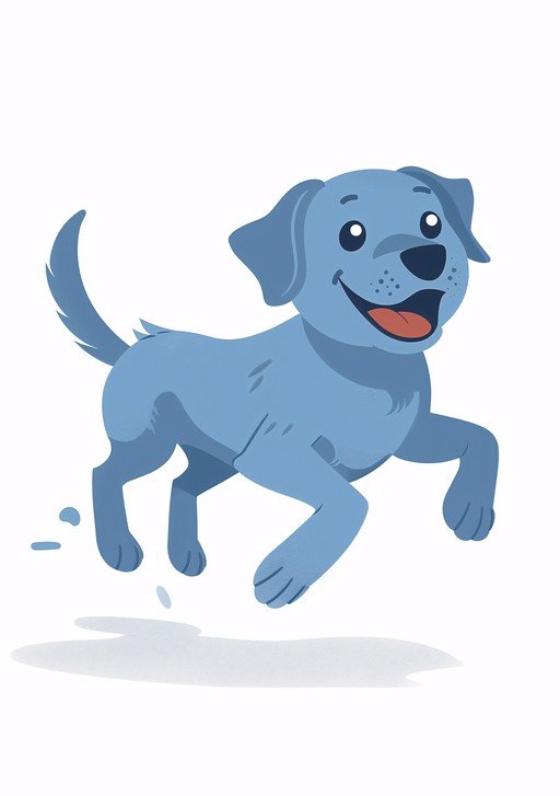 Joyful Blue Cartoon Dog Running