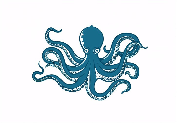 Stylized Blue Octopus Illustration