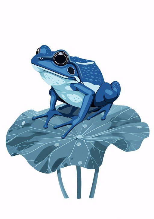 Vibrant Blue Frog Perched on a Water Lily Pad