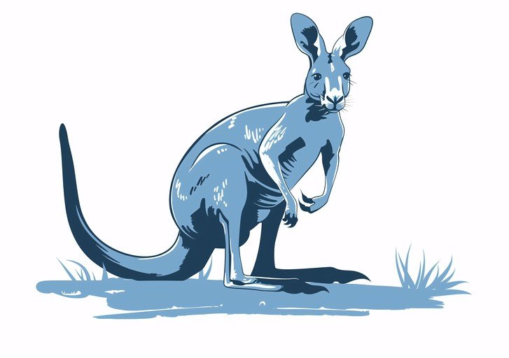 Stylized Blue Kangaroo Illustration