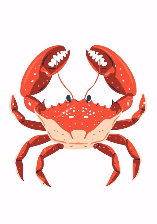 Illustration of a Red Crab with Claws Raised