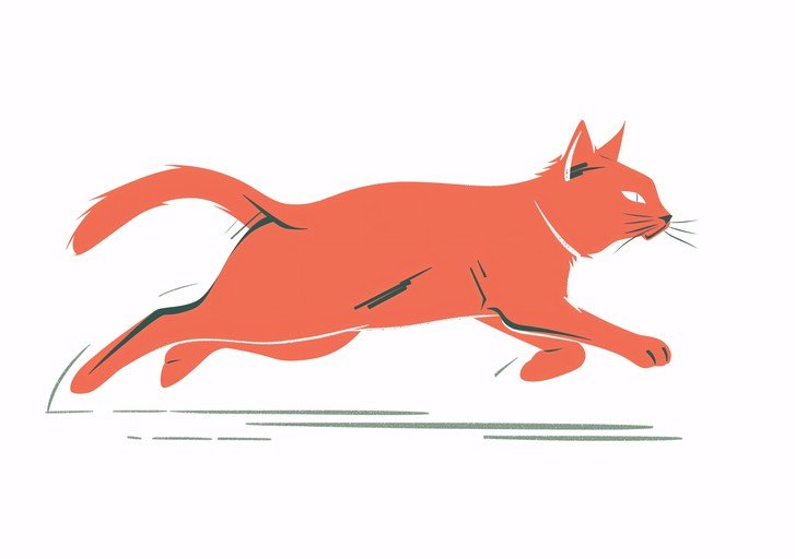 Dynamic Orange Cat Illustration in Motion