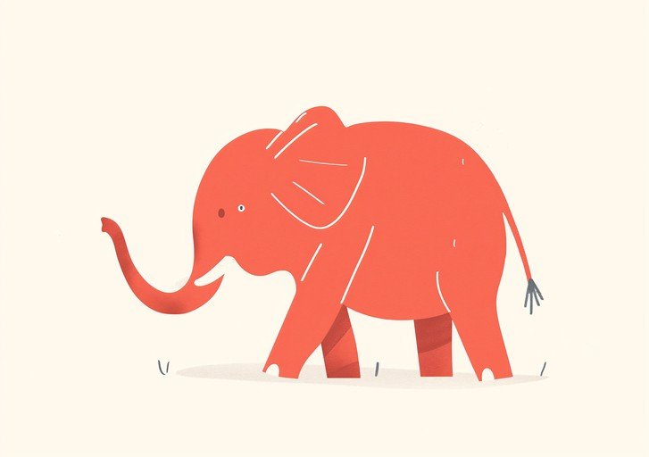 Whimsical Coral Elephant Illustration