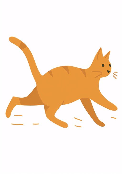 Ginger Cat Running Illustration