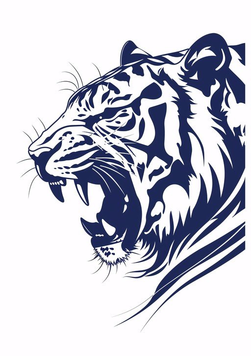 Roaring Tiger Head Silhouette