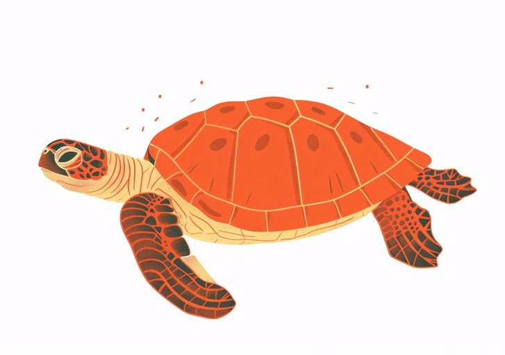 Vibrant Orange Sea Turtle Illustration
