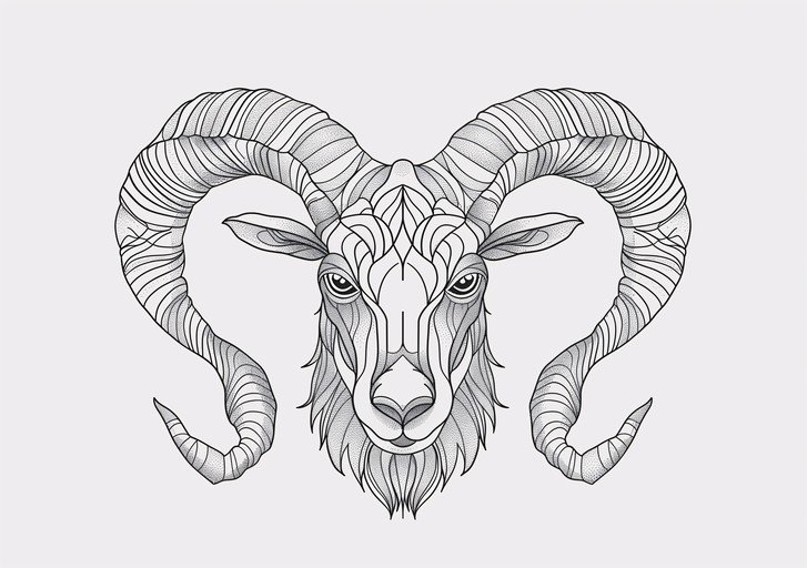 Intricate Ram Head Illustration