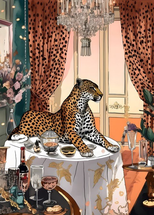 Leopard Lounging in Opulent Interior