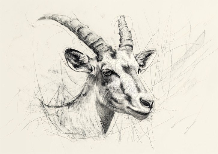 Pencil Sketch of a Gazelle's Head