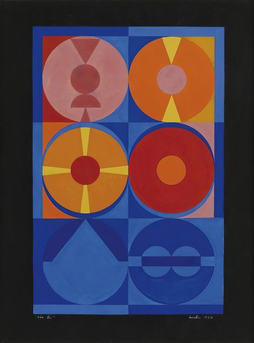 Geometric Abstract Composition with Circles and Squares