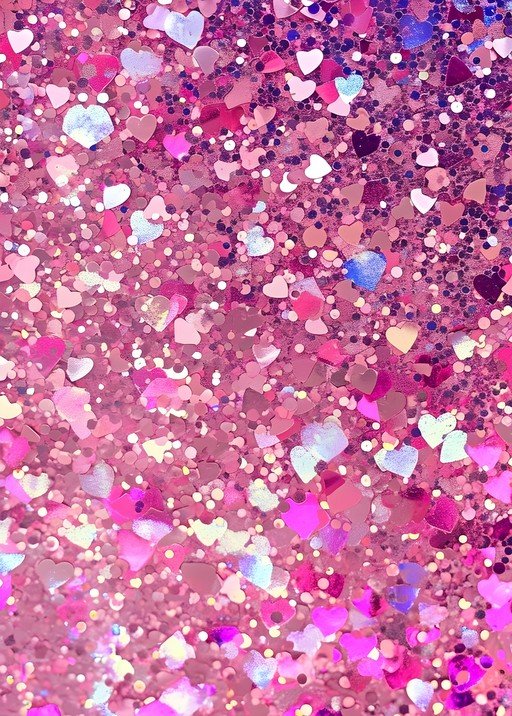 Sparkling Pink Heart Glitter Background
