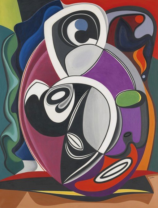 Abstract Composition with Organic and Geometric Forms