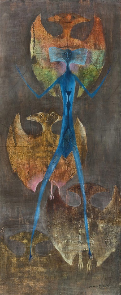 Surrealist Figure with Mythical Creatures