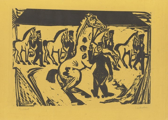 Circus Scene with Horses and Performers