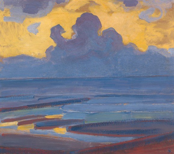 Impressionist Seascape with Dramatic Clouds