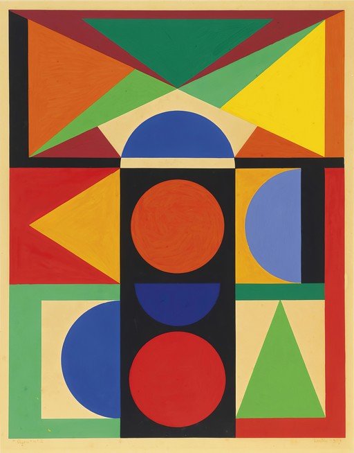 Abstract Geometric Composition with Circles and Triangles