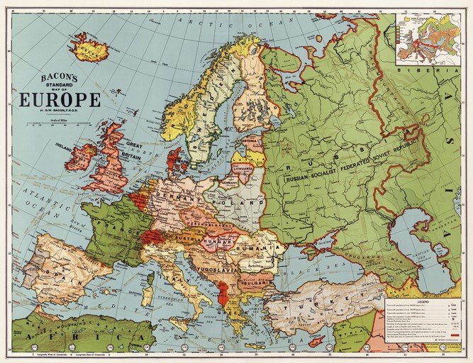 Bacon's Standard Map of Europe