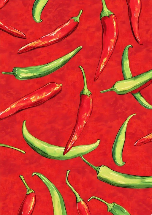 Vibrant Red and Green Chili Pepper Pattern