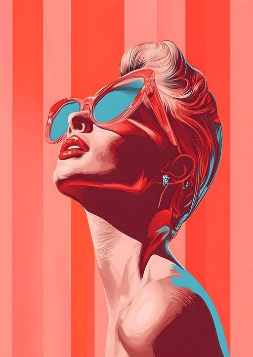 Retro Woman with Red Sunglasses and Updo