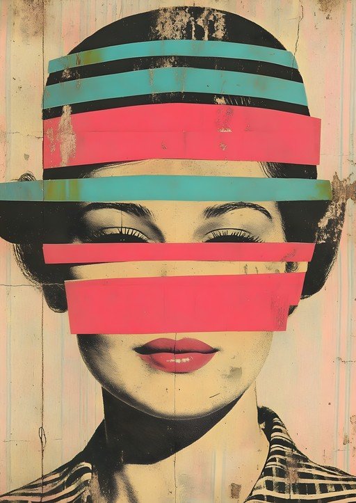Abstract Portrait of a Woman with Striking Color Blocks
