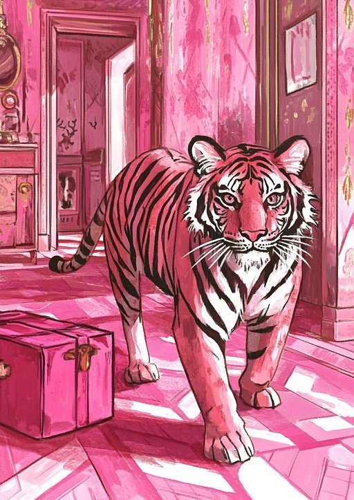 Pink Tiger in Opulent Interior