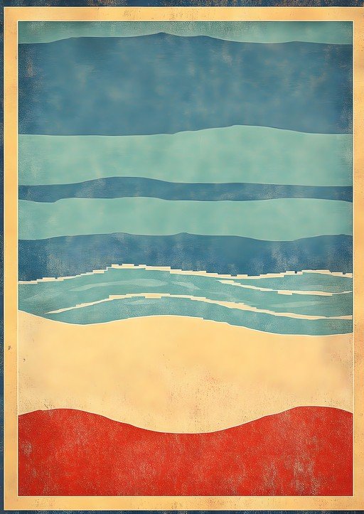 Abstract Beach Landscape with Red Dunes