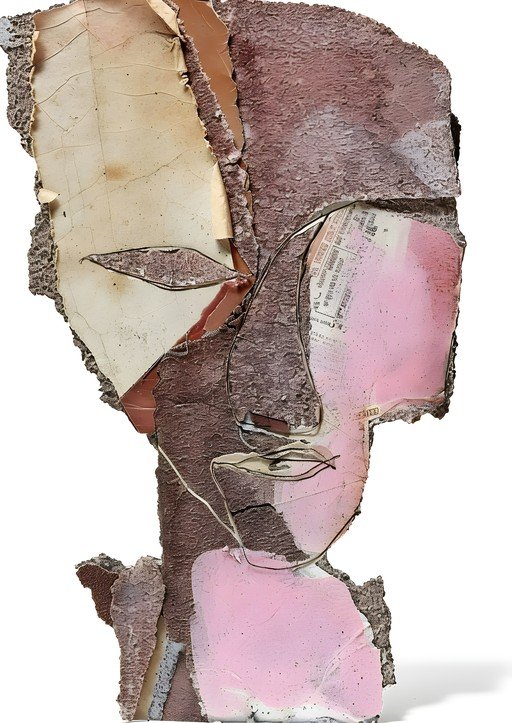 Abstract Mixed Media Sculpture of a Face