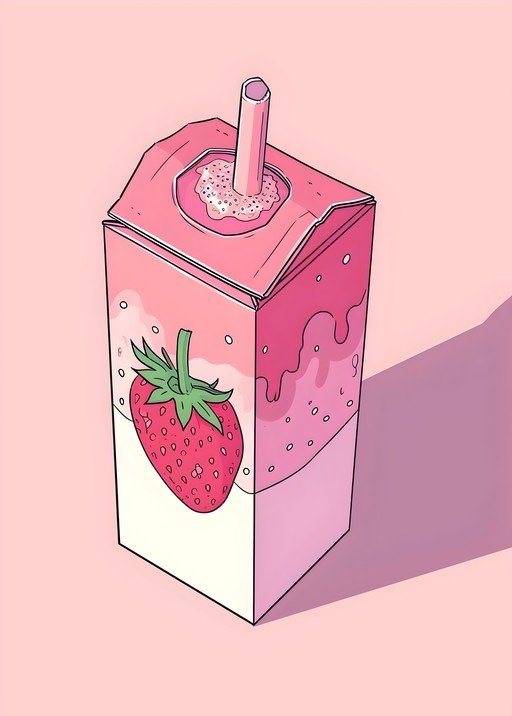 Strawberry Milk Carton with Straw