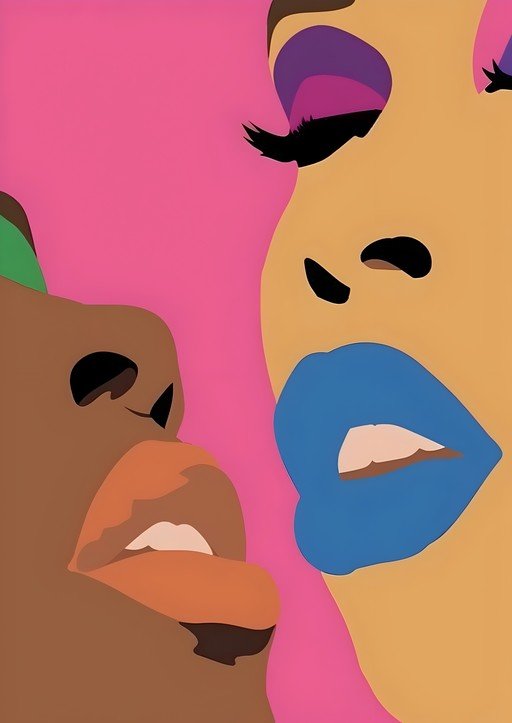 Vibrant Pop Art Portrait of Two Women