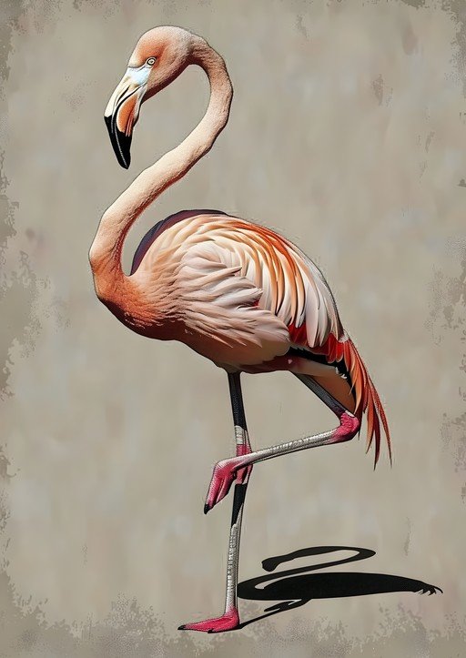 Elegant Flamingo Standing on One Leg