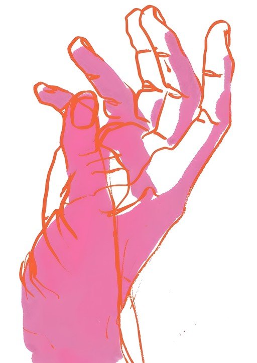 Abstract Pink and Orange Hand Illustration