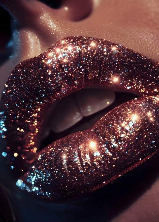 Sparkling Glitter Lips Close-Up
