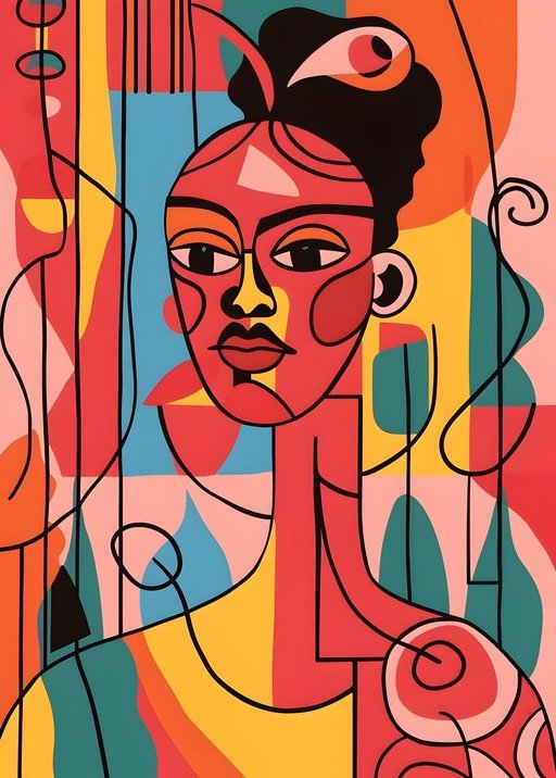 Abstract Portrait of a Woman in Bold Colors