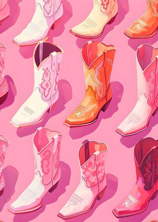 Pink and Orange Cowboy Boots Pattern