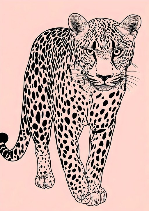 Leopard Illustration on Pink Background