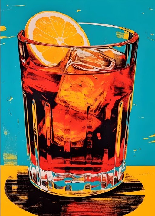 Vibrant Cocktail with Orange Slice and Ice