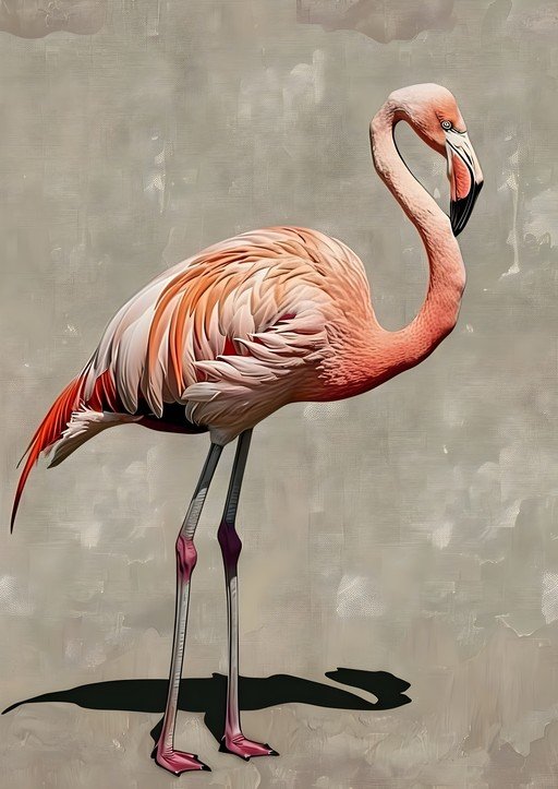 Elegant Flamingo Portrait with Textured Background