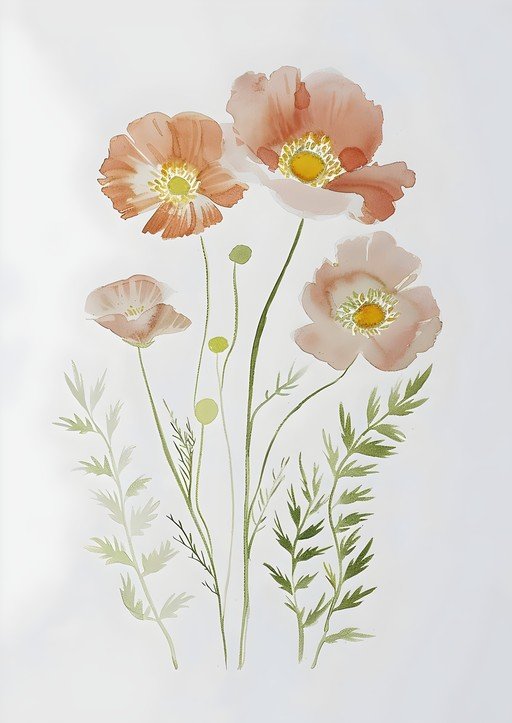 Watercolor Poppies Painting